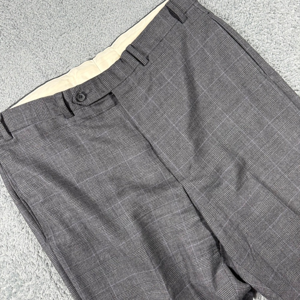 Brooks‎ Brothers Dress Pants Mens 36x32 Glen Plaid 100% Wool Trousers Windowpane
